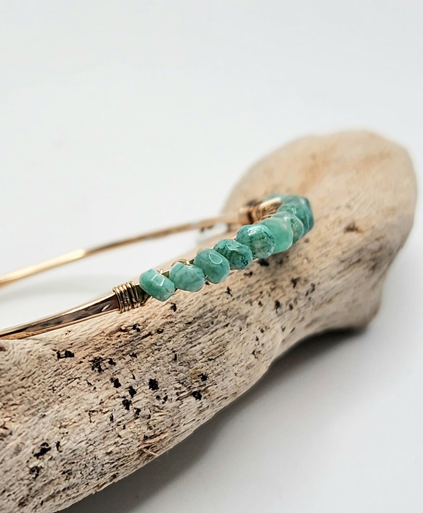 Amazonite Bangle, 14k Gold Filled or Sterling Silver