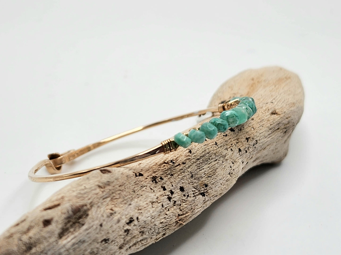 Amazonite Bangle, 14k Gold Filled or Sterling Silver