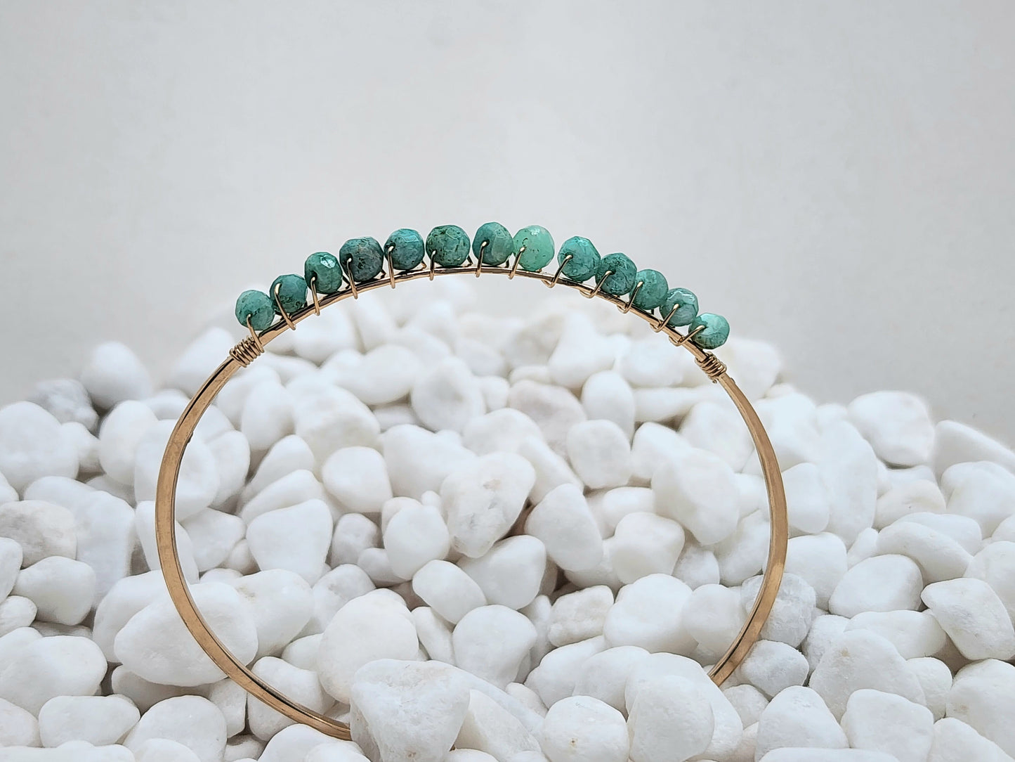 Amazonite Bangle, 14k Gold Filled or Sterling Silver