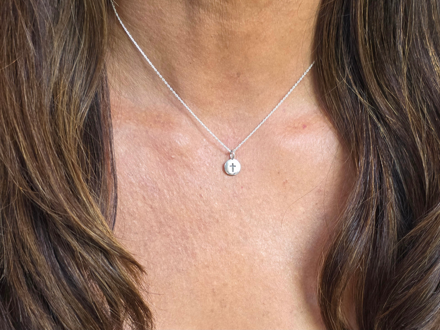 Tiny Sterling Cross Pendant Necklace