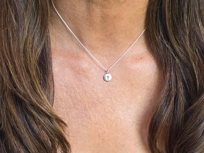 Tiny Sterling Cross Pendant Necklace