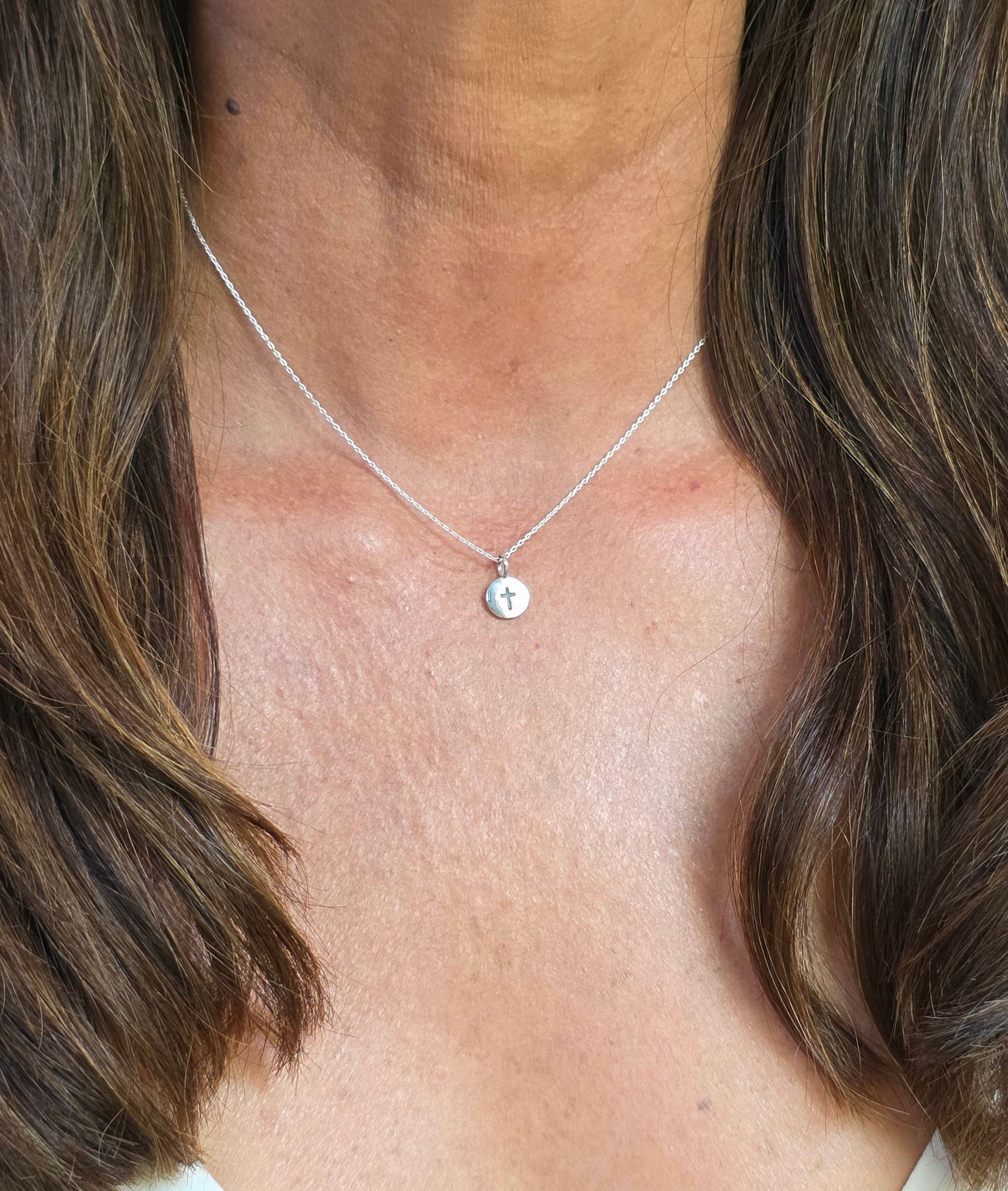Tiny Sterling Cross Pendant Necklace