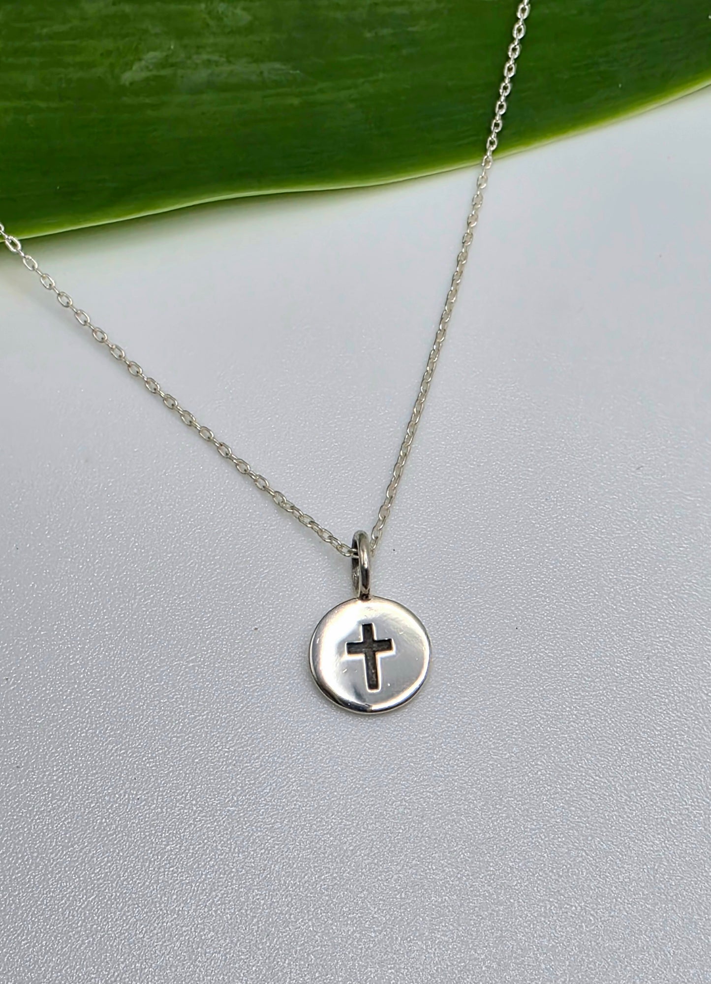 Tiny Sterling Cross Pendant Necklace