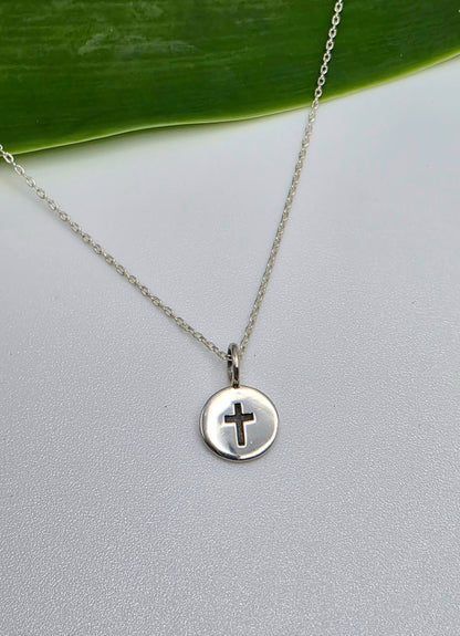 Tiny Sterling Cross Pendant Necklace