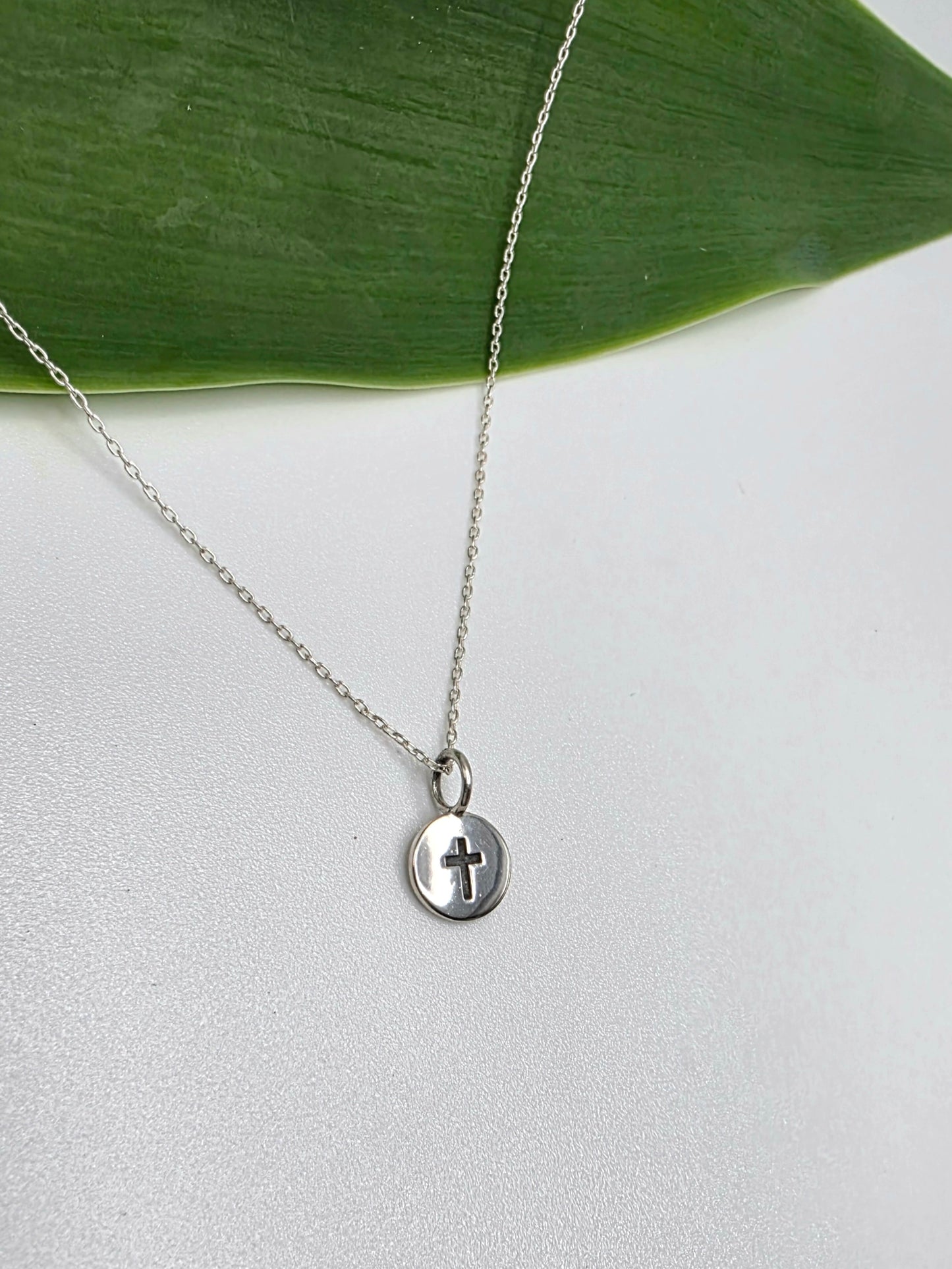 Tiny Sterling Cross Pendant Necklace