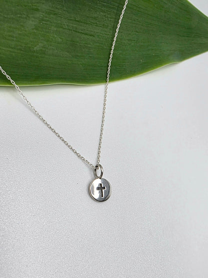 Tiny Sterling Cross Pendant Necklace