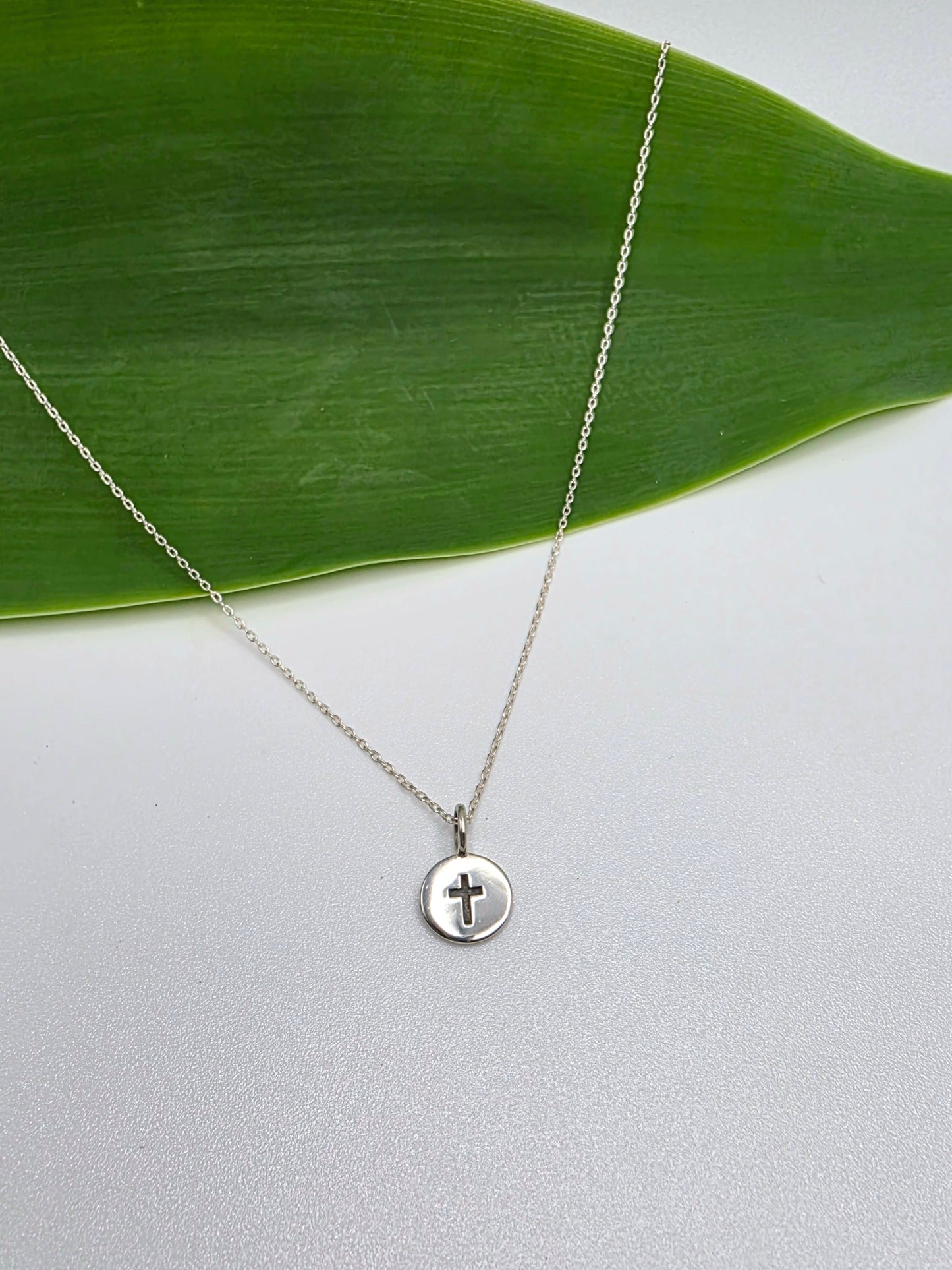 Tiny Sterling Cross Pendant Necklace