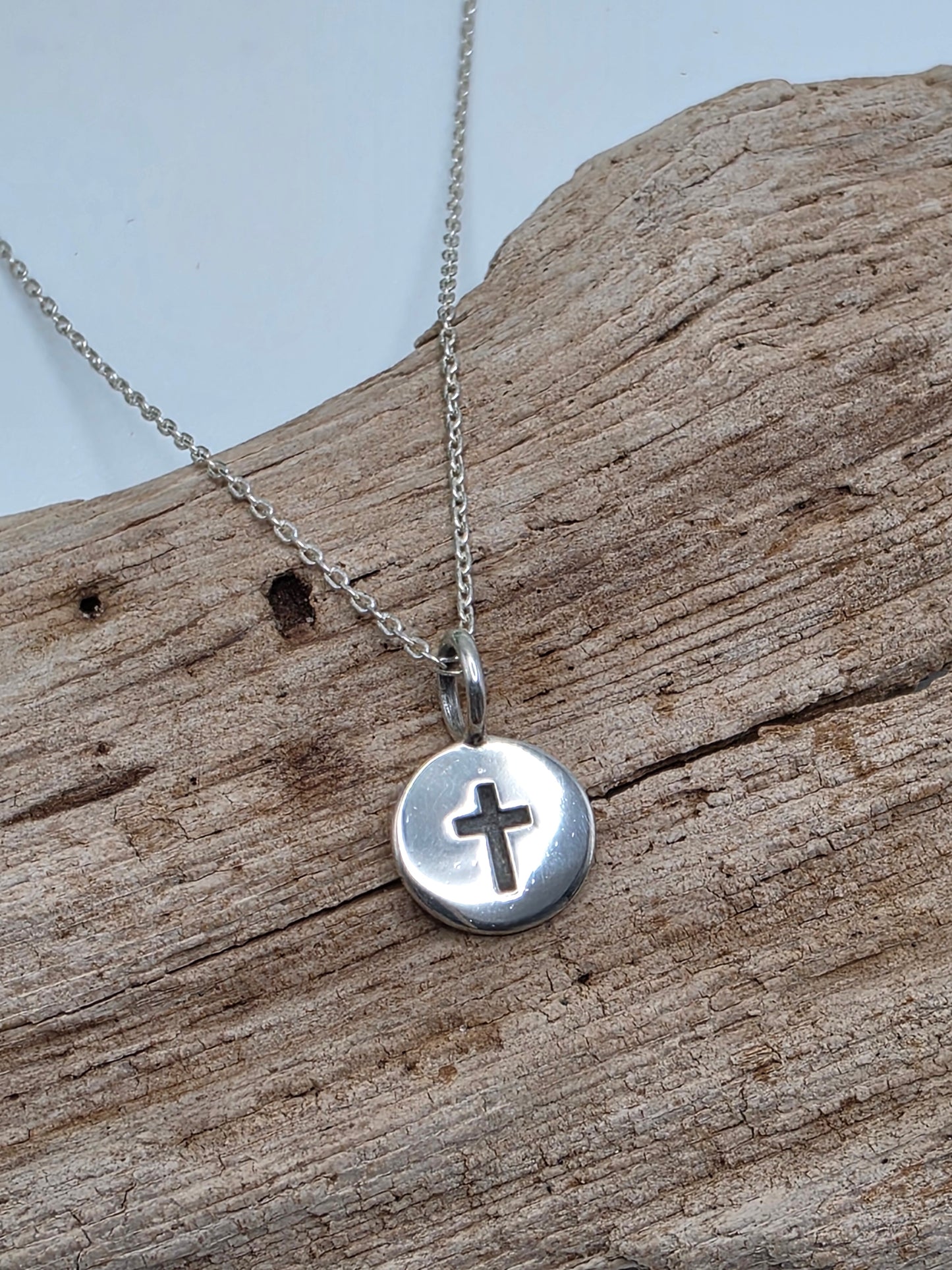 Tiny Sterling Cross Pendant Necklace
