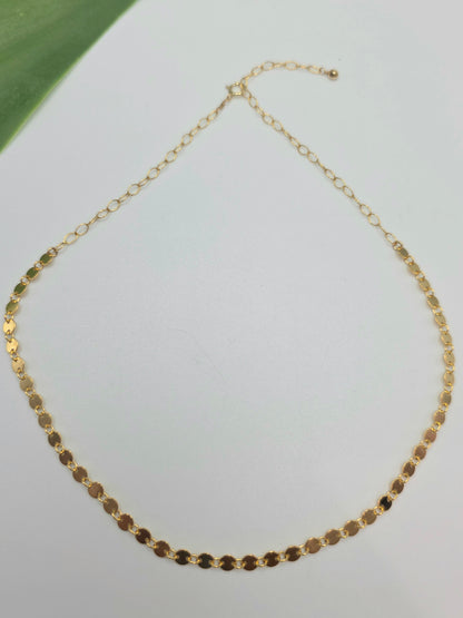 14k Gold Filled Adjustable Sequin Necklace