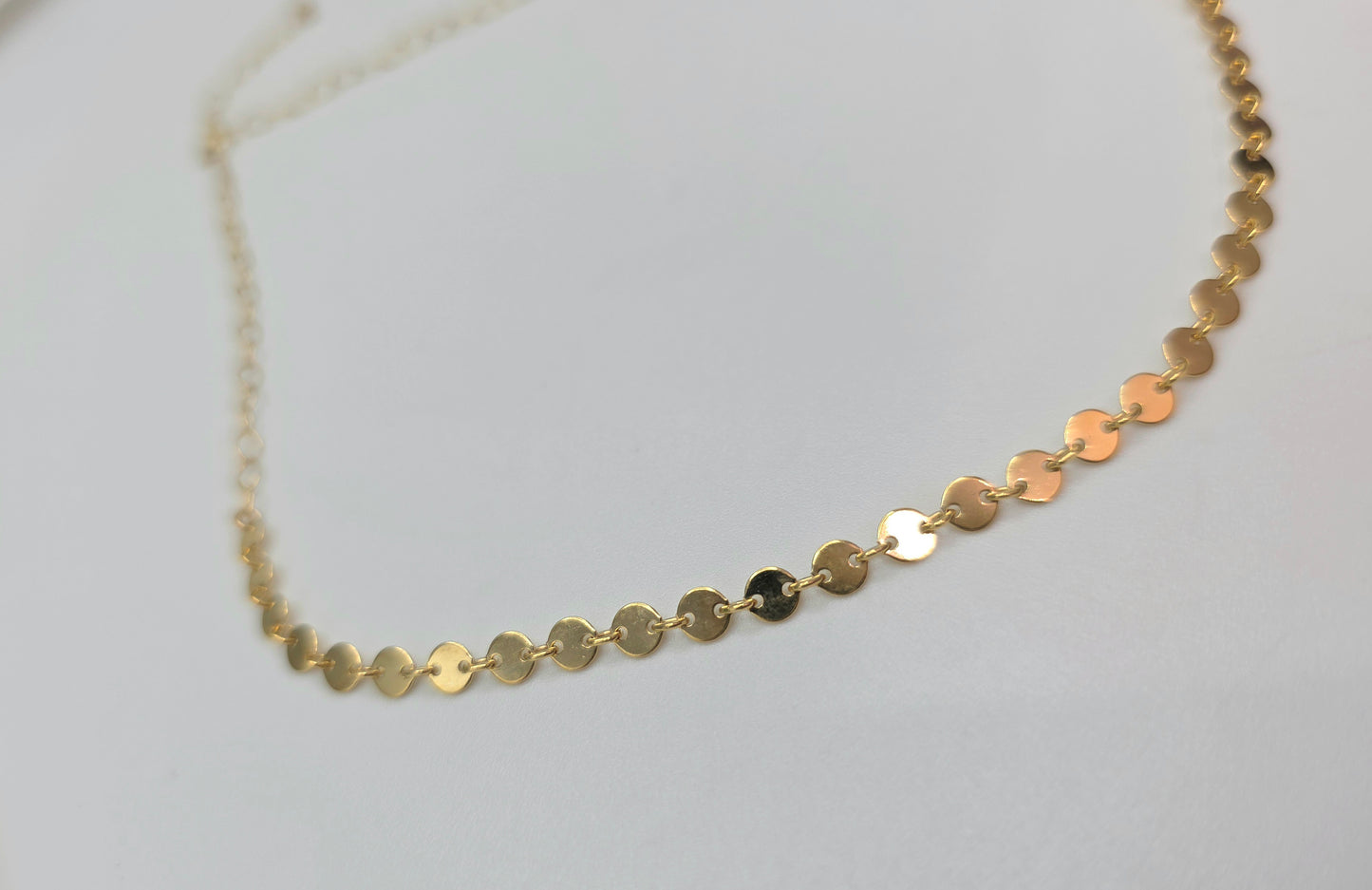 14k Gold Filled Adjustable Sequin Necklace
