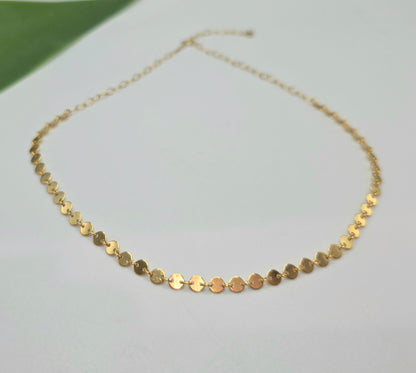 14k Gold Filled Adjustable Sequin Necklace