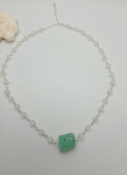Chrysoprase and Moonstone Necklace