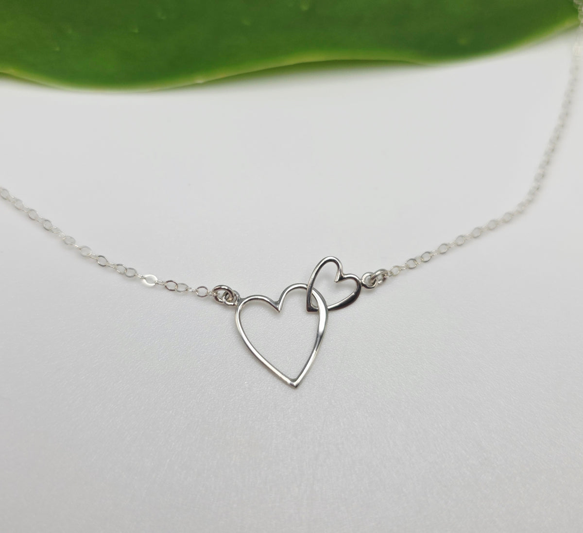 Double Sterling Silver Linked Hearts Necklace My Store