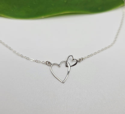 Double Sterling Silver Linked Hearts Necklace My Store