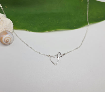 Double Sterling Silver Linked Hearts Necklace My Store
