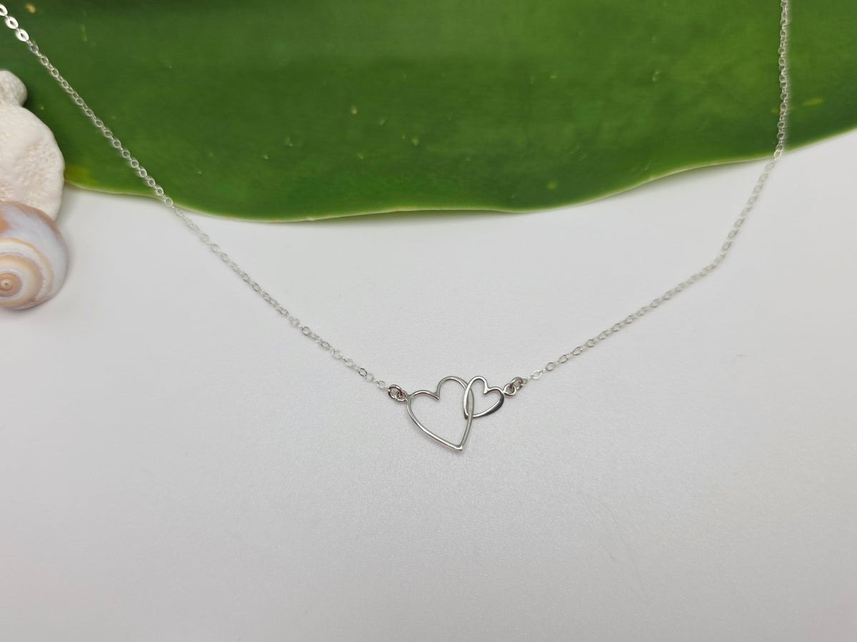 Double Sterling Silver Linked Hearts Necklace My Store