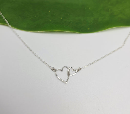 Double Sterling Silver Linked Hearts Necklace My Store