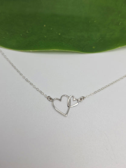 Double Sterling Silver Linked Hearts Necklace My Store