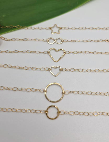 Gold Bracelet, Heart, Circle, Infinity, Double Circle My Store