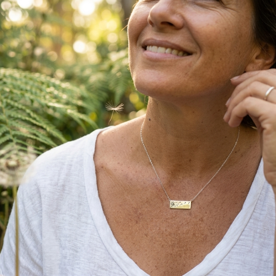 Sterling Dandelion Necklace Set, Mother's Necklace