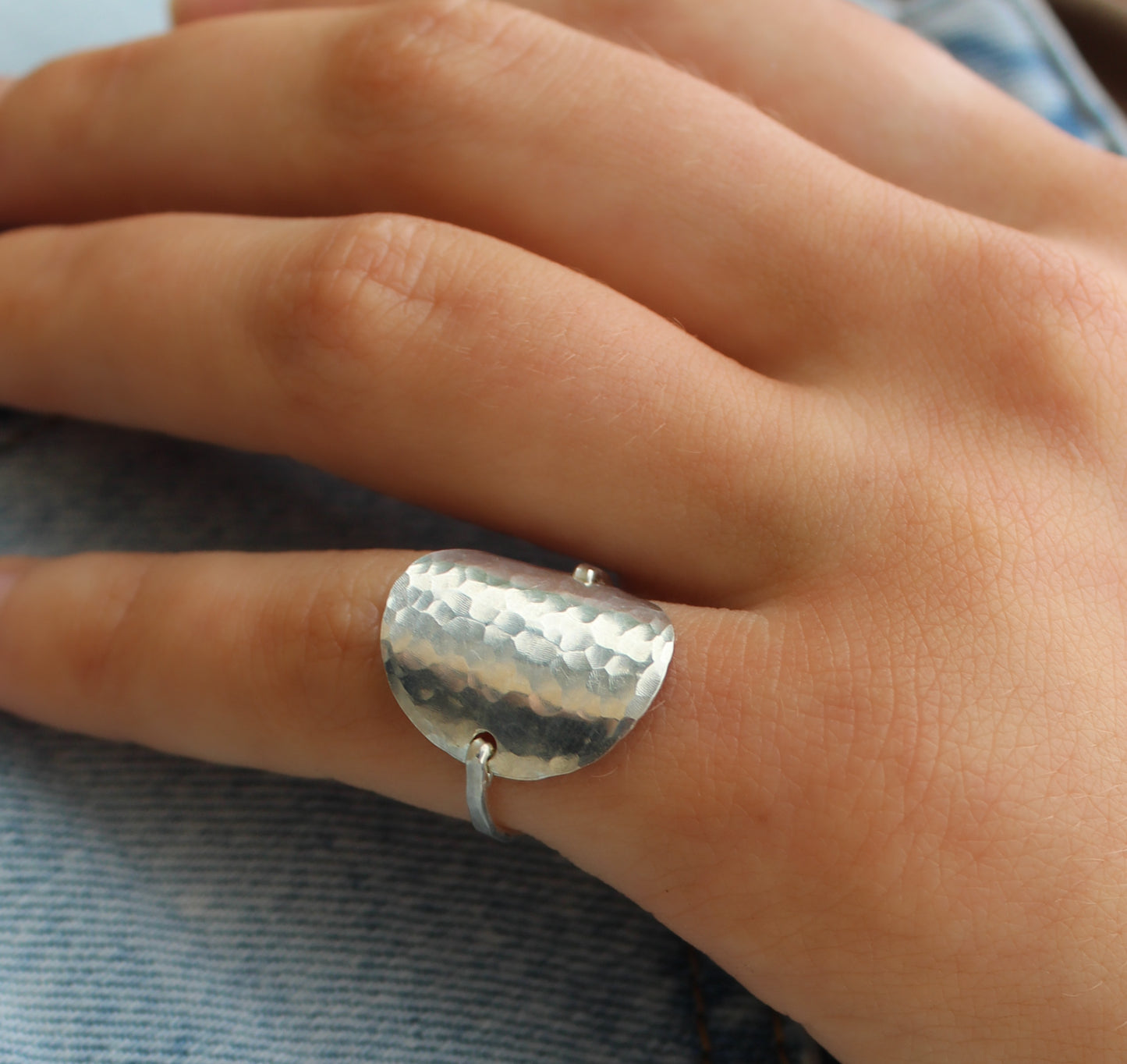 Sterling Silver Hammered Circle Ring