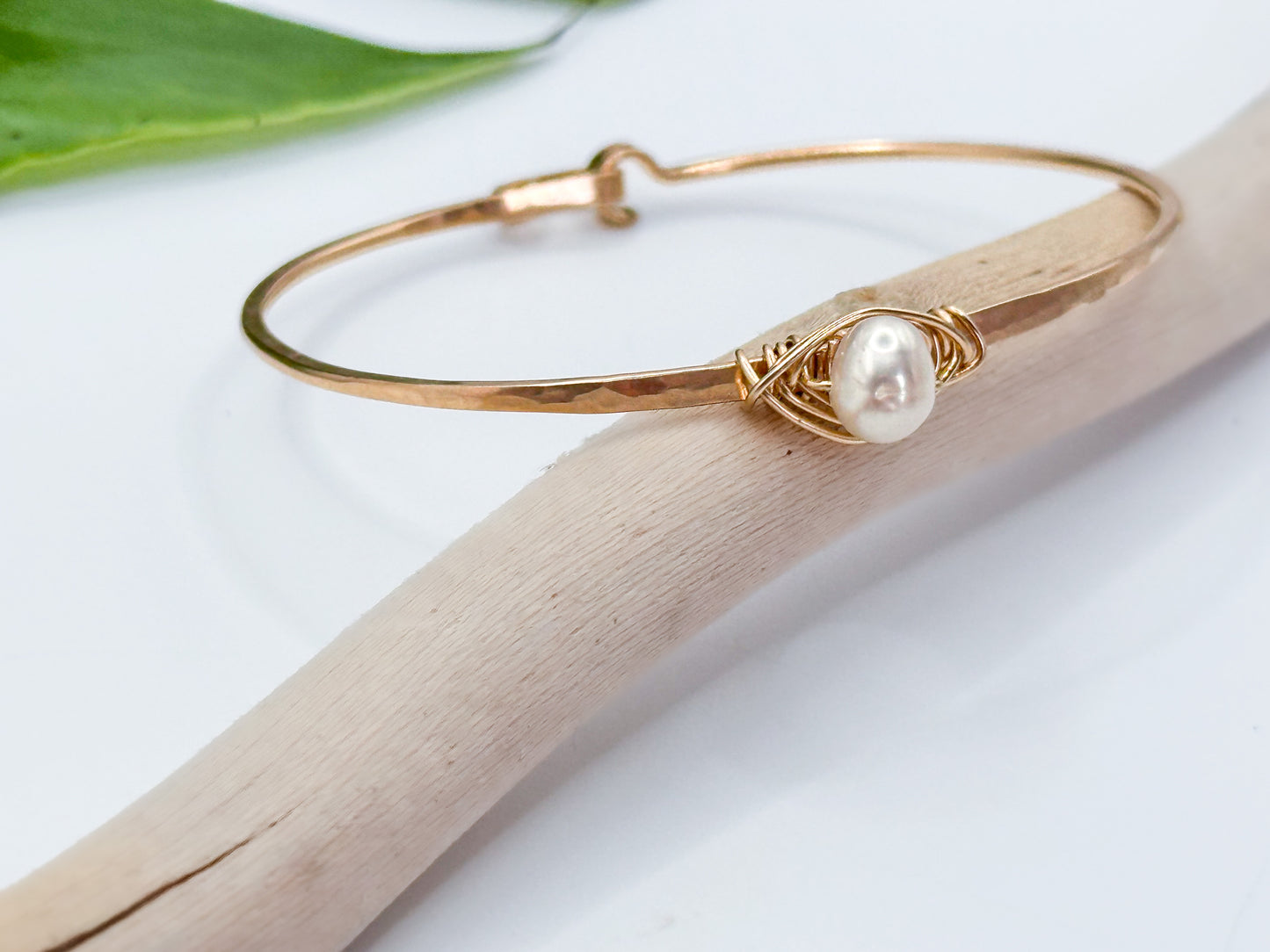 Freshwater Pearl Stacking Bangle, Sterling Silver, 14K Gold Fill