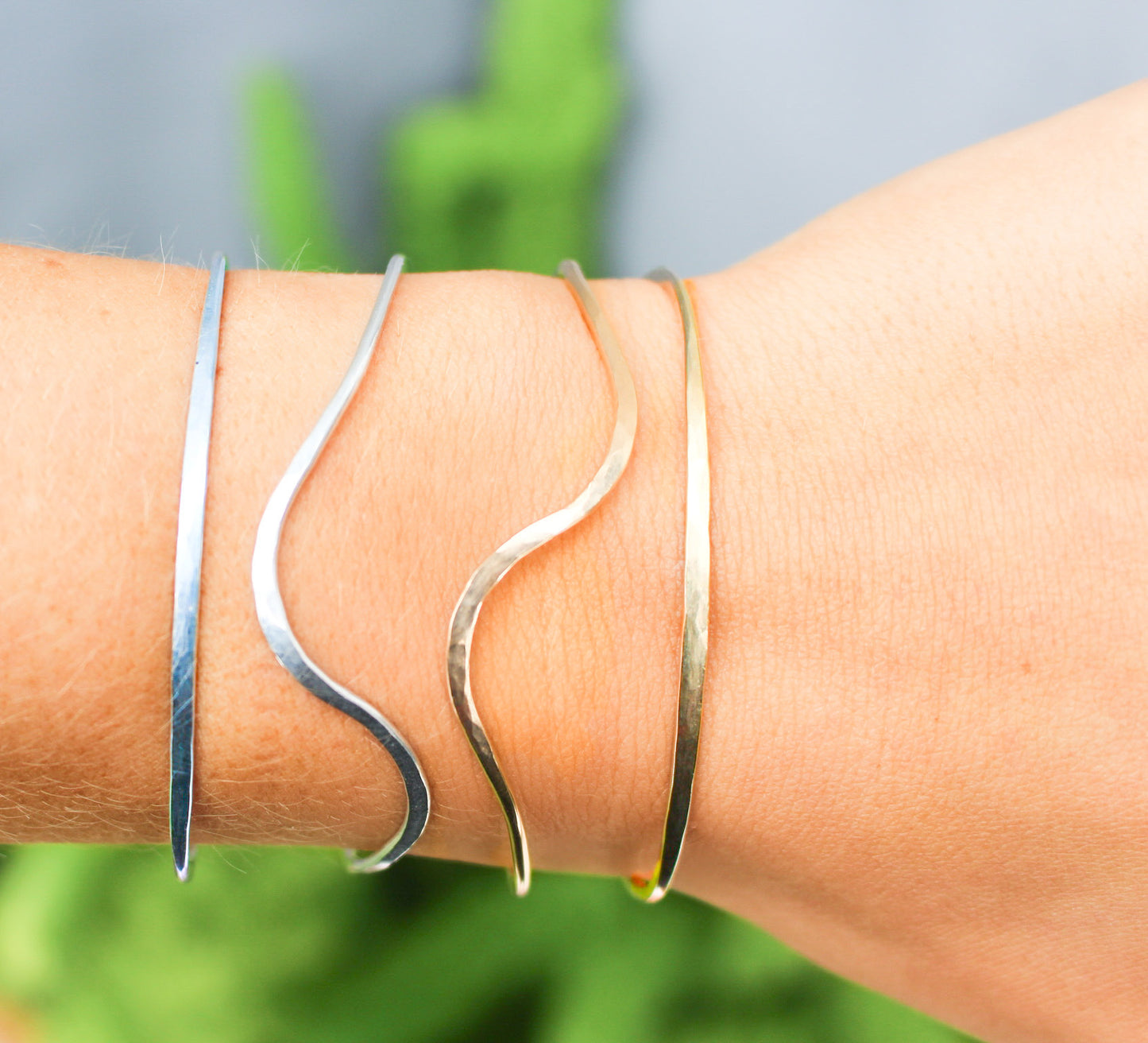 Sterling Silver Hammered Bangle Bracelet