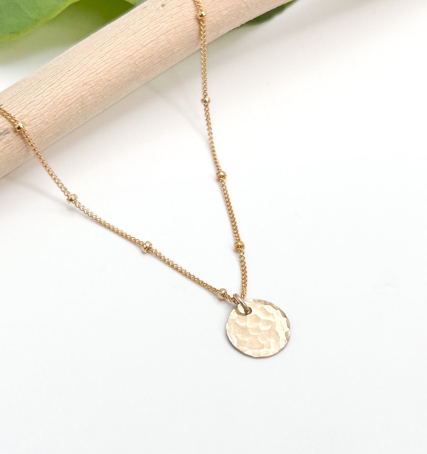 Small Hammered Circle Necklace set, 14k Gold Fill or Sterling Silver