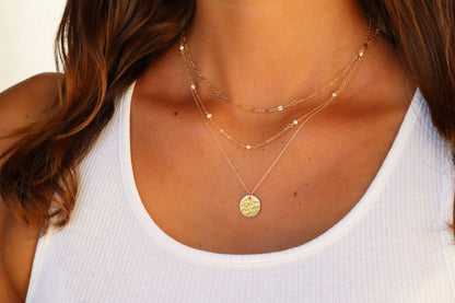 Layered Necklace Set, Set of 3, 14k Gold Filled, Minimalist, Pearl Triple Chain Necklace, Gold, Silver, Set, Long Layered Chain My Store
