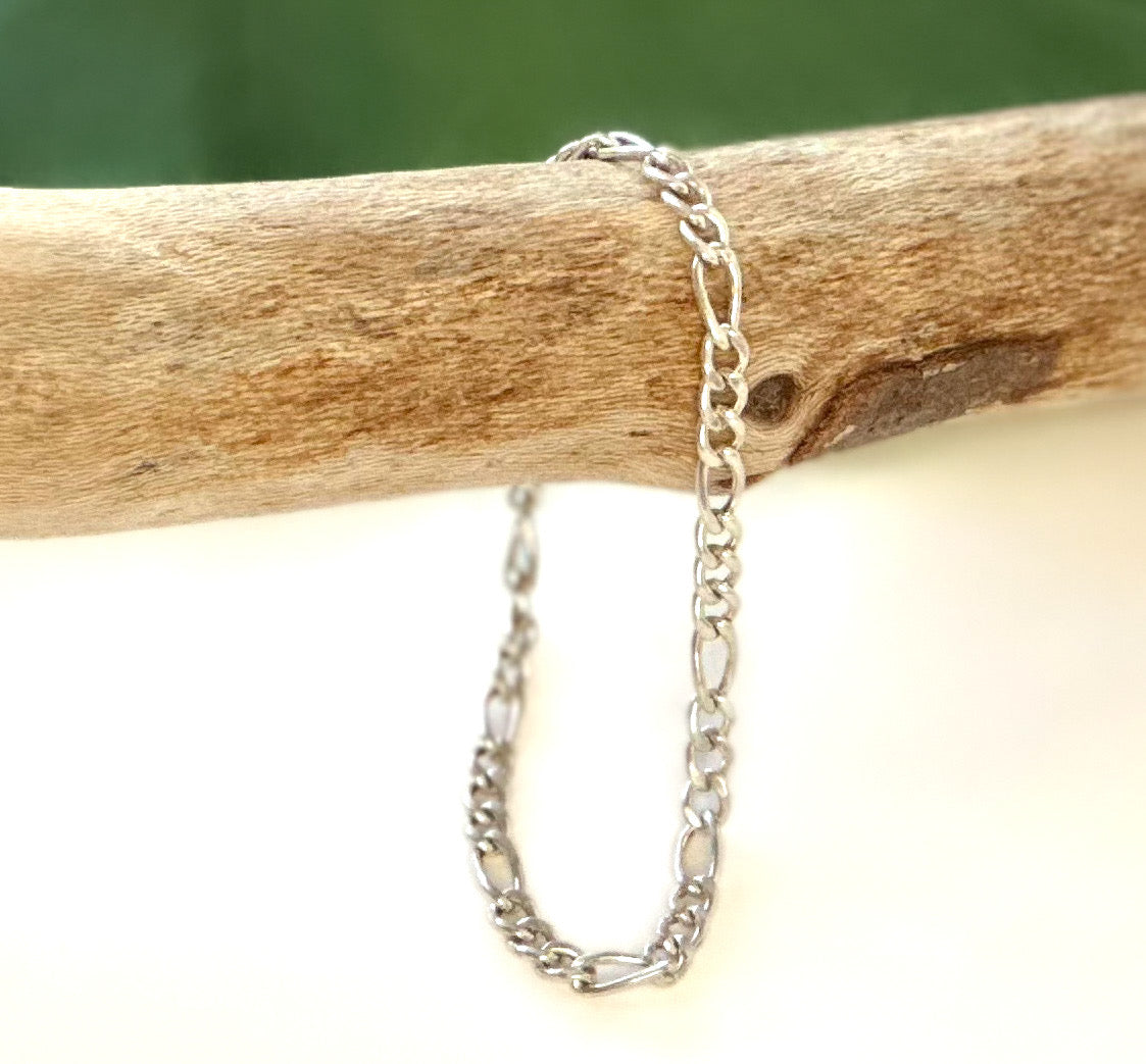 Large Sterling Silver Figaro Bracelet