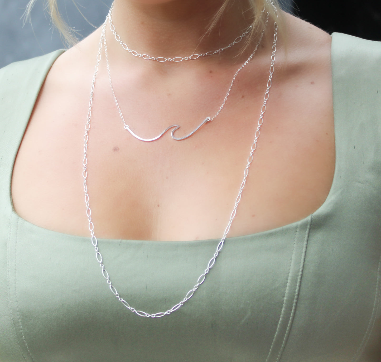 Sterling Silver Wave Necklace