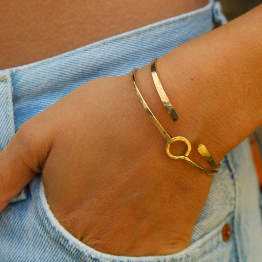 14k Gold Filled Hammered Cuff Bangle Bracelet