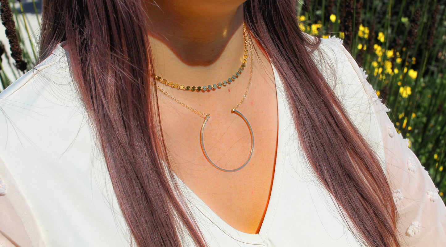 Large Gold Filled Open Circle necklace