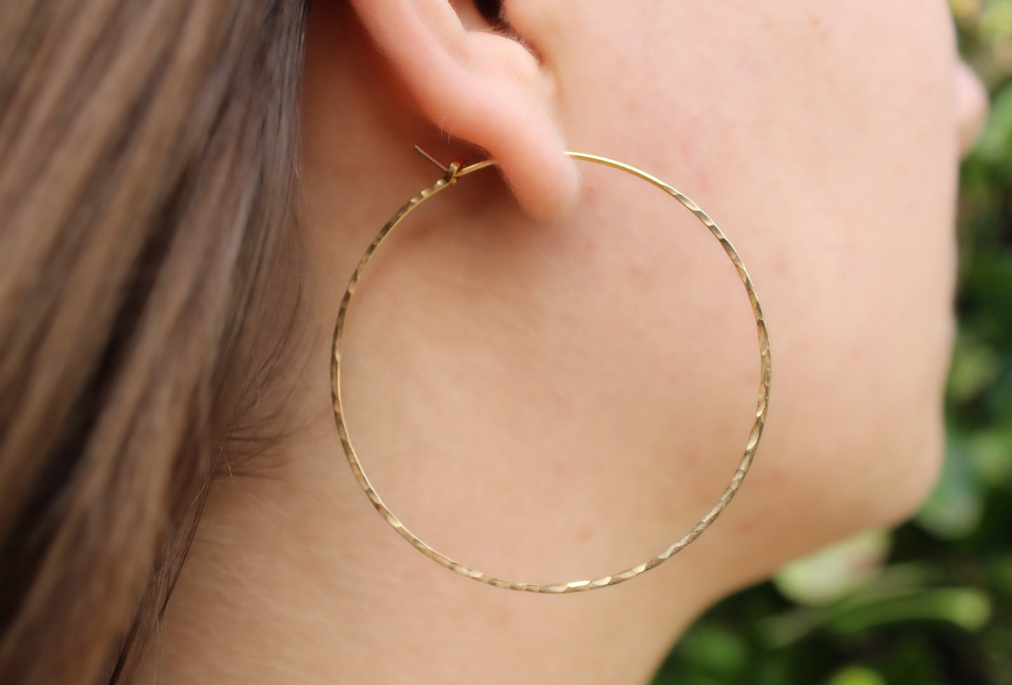 Gold Hoop Earrings, Dainty Hammered Hoops