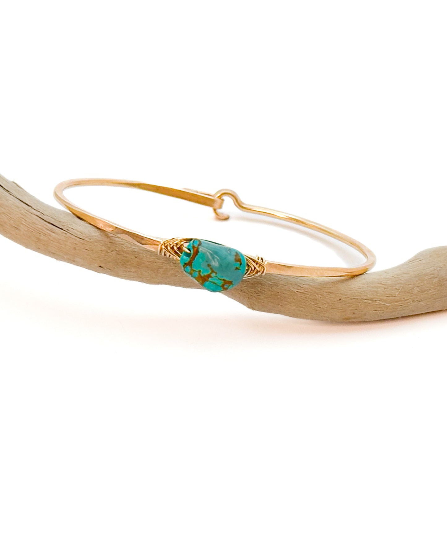 Turquoise Gemstone Bangle, Sterling Silver, 14K Gold Fill