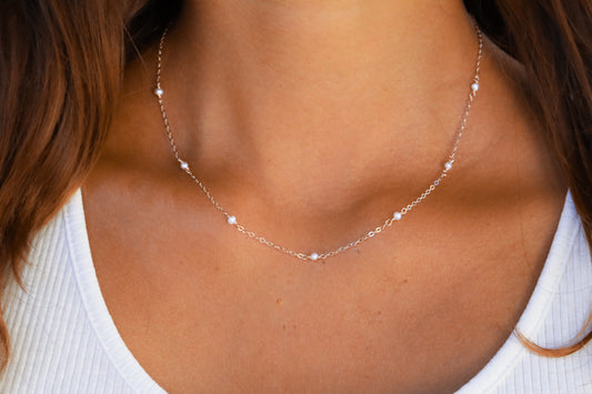 Dainty Pearl Necklace Sterling Silver