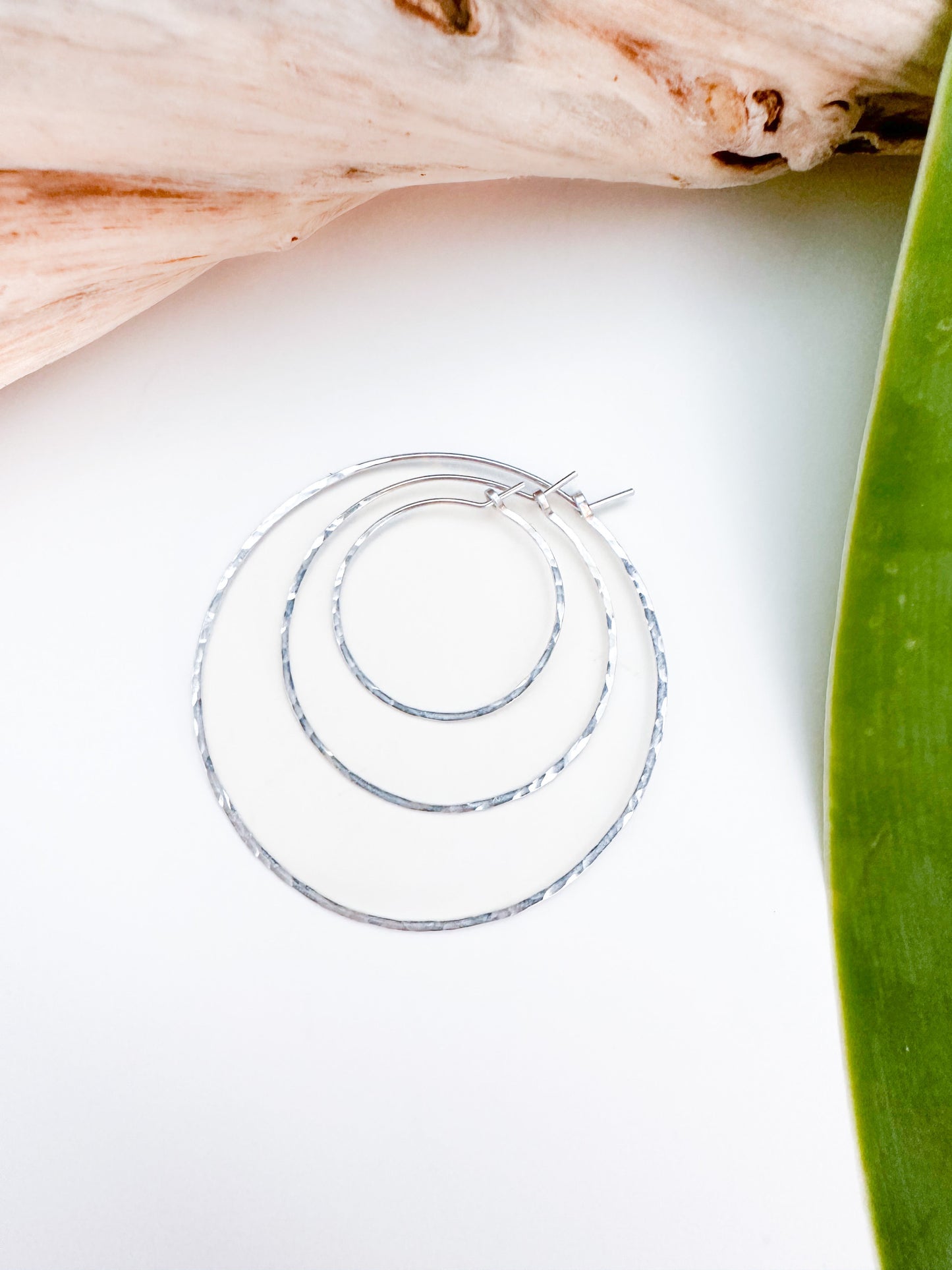 Thin Sterling Silver Hoop Earrings, 3 Sizes