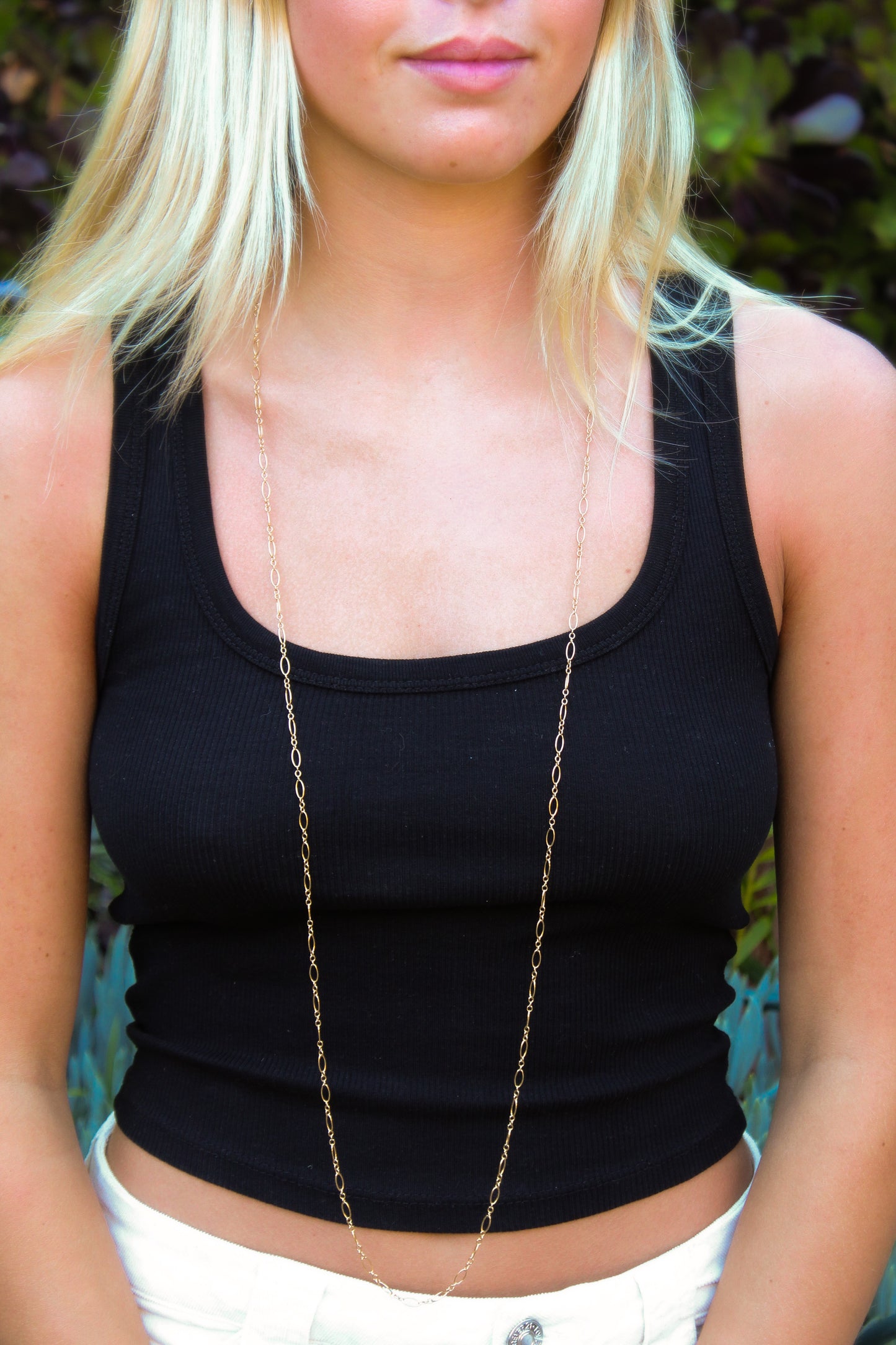 Long Gold Filled Figaro Chain Wrap Necklace