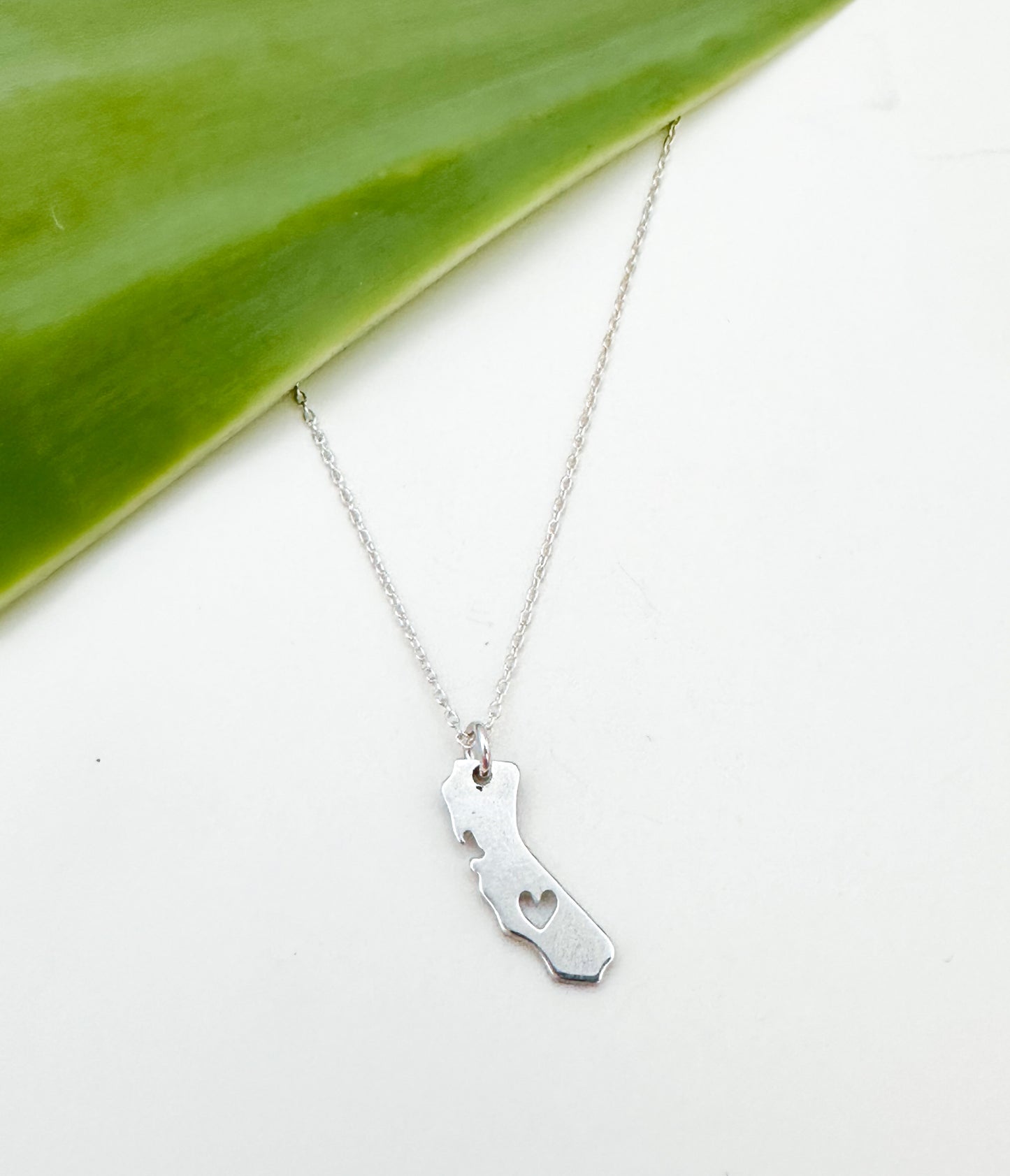 Sterling Silver California Love Necklace, California Heart Necklace