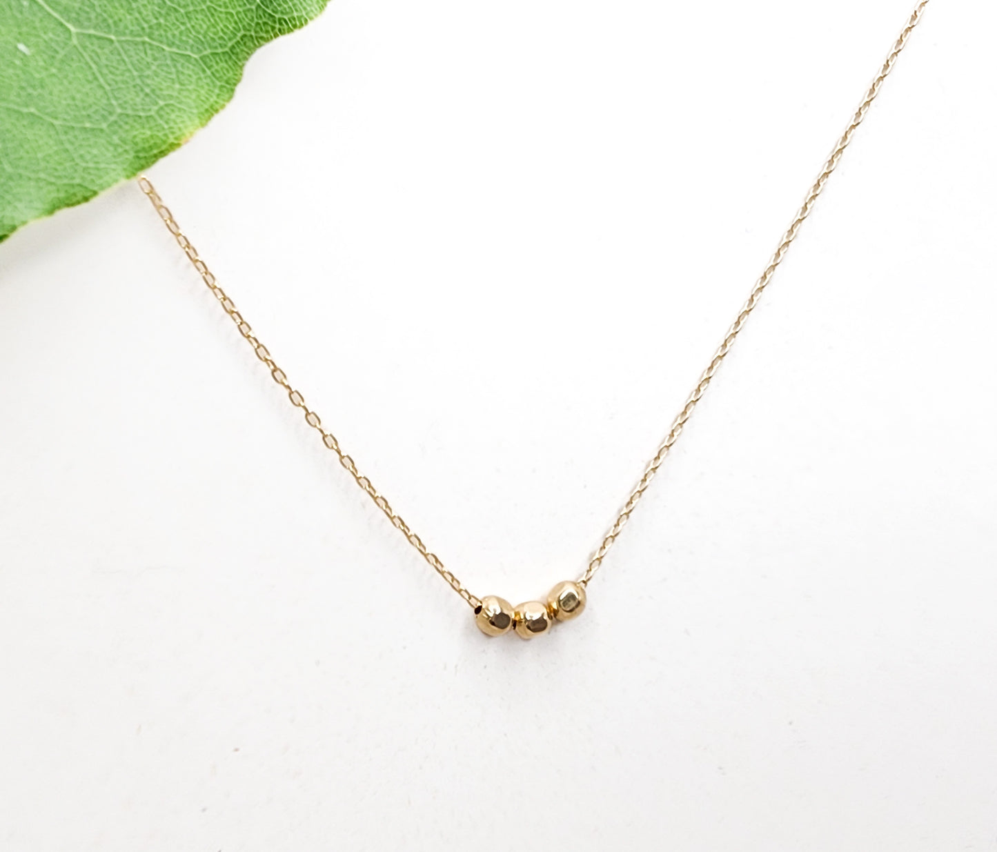 Tiny 14k Gold Filled Faceted Bead Necklace