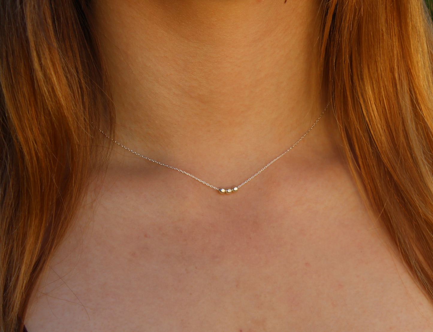 Tiny 14k Gold Filled Faceted Bead Necklace