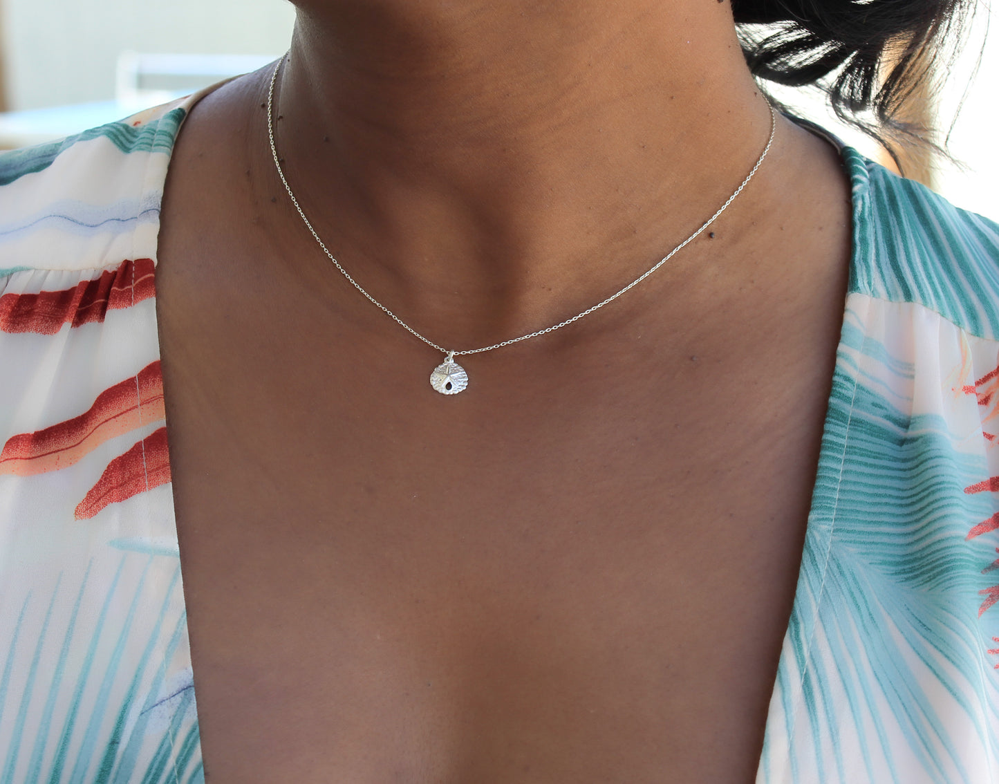 Tiny Sterling Silver Sand Dollar Necklace