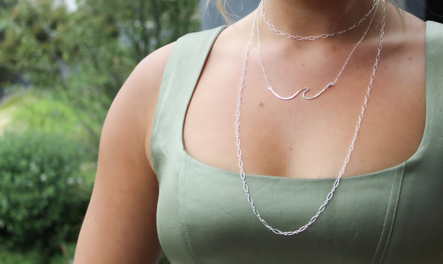 Sterling Silver Wave Necklace