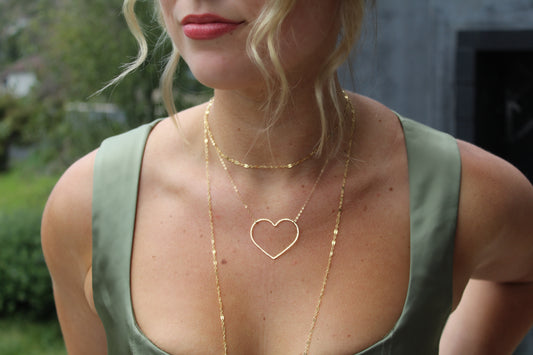 Large Gold Filled Open Heart Necklace