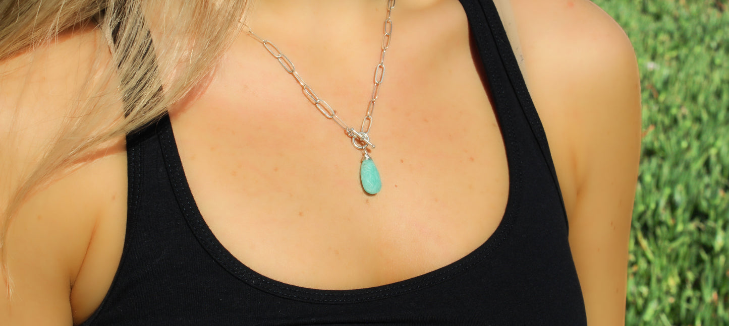 Amazonite Paperclip Chain Necklace