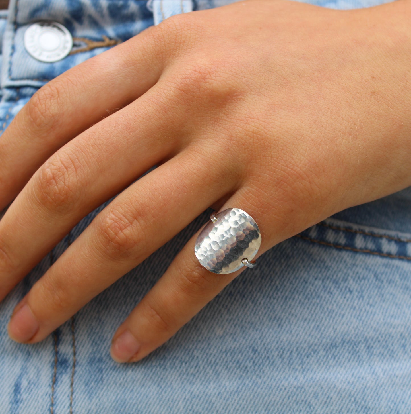 Sterling Silver Hammered Circle Ring