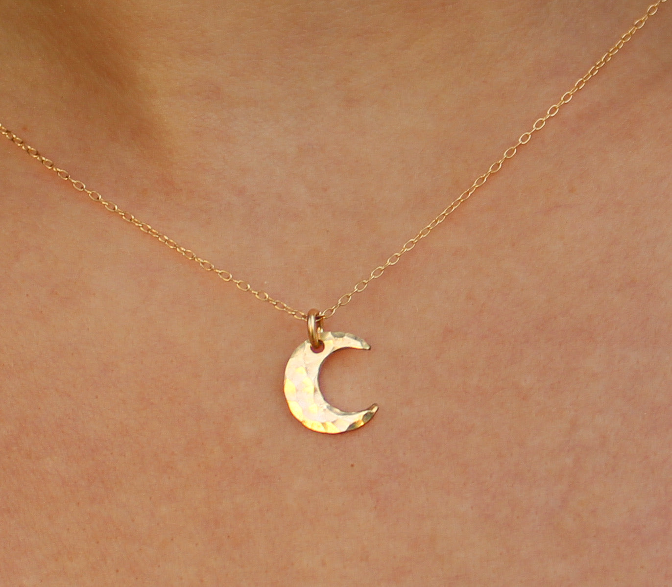 Tiny Gold Filled Moon Necklace