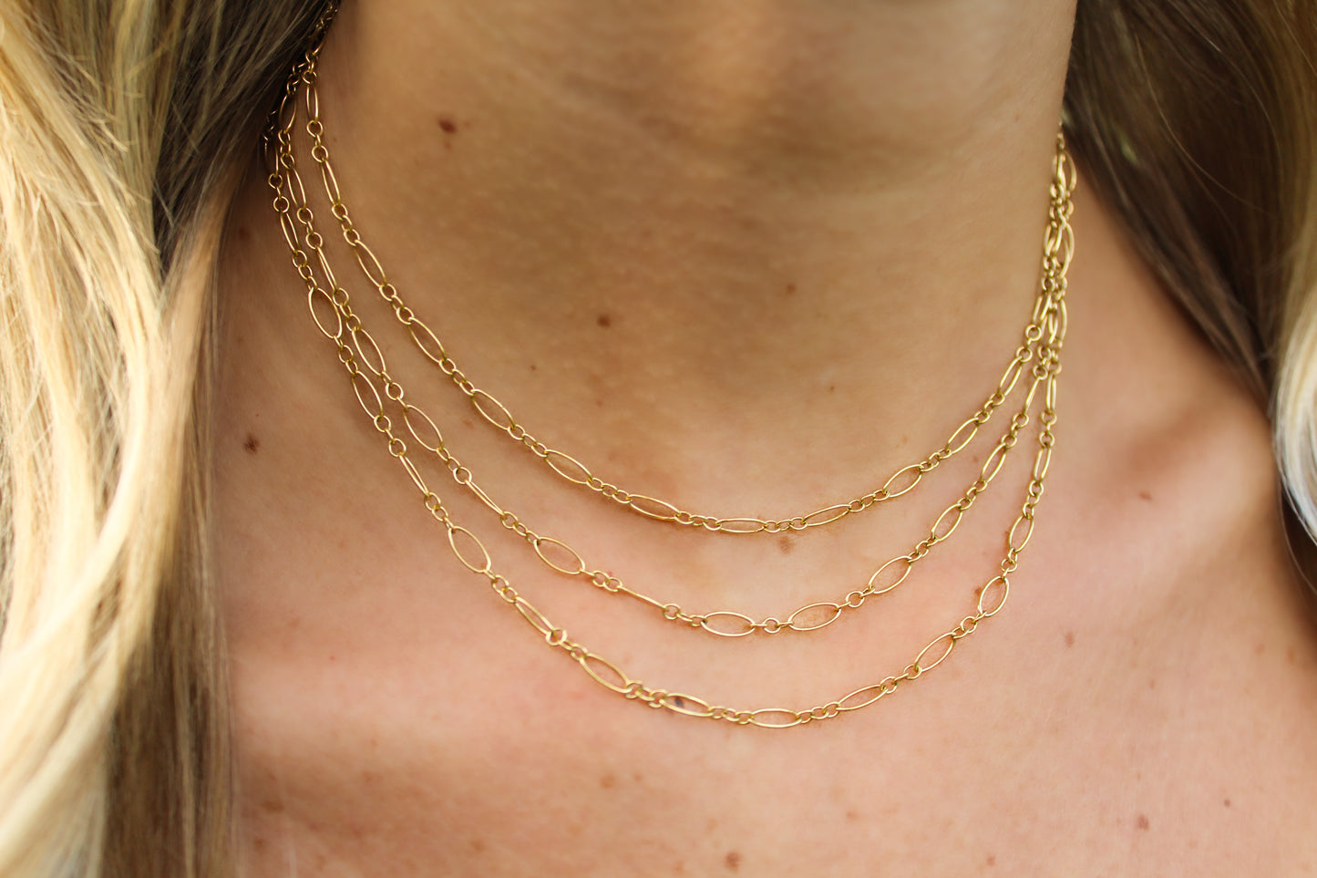 Long Gold Filled Figaro Chain Wrap Necklace