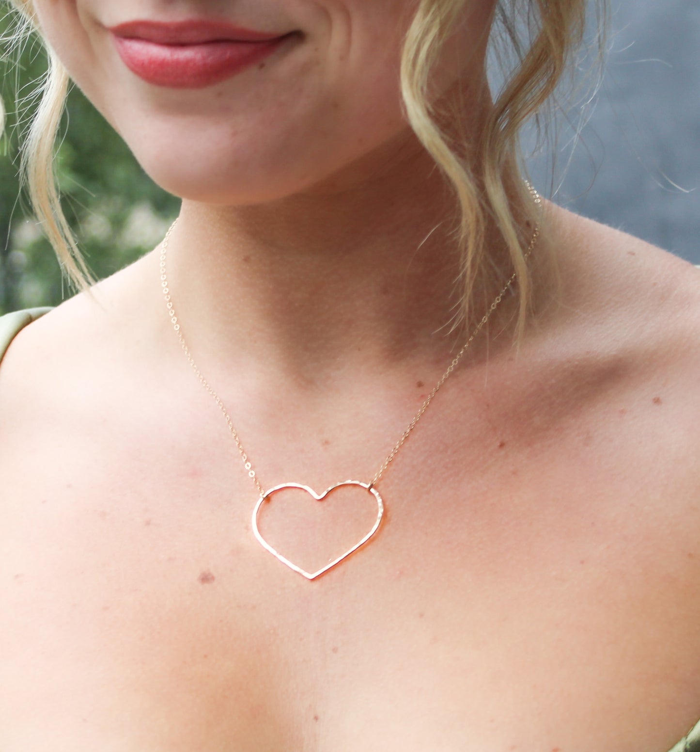 Large Gold Filled Open Heart Necklace