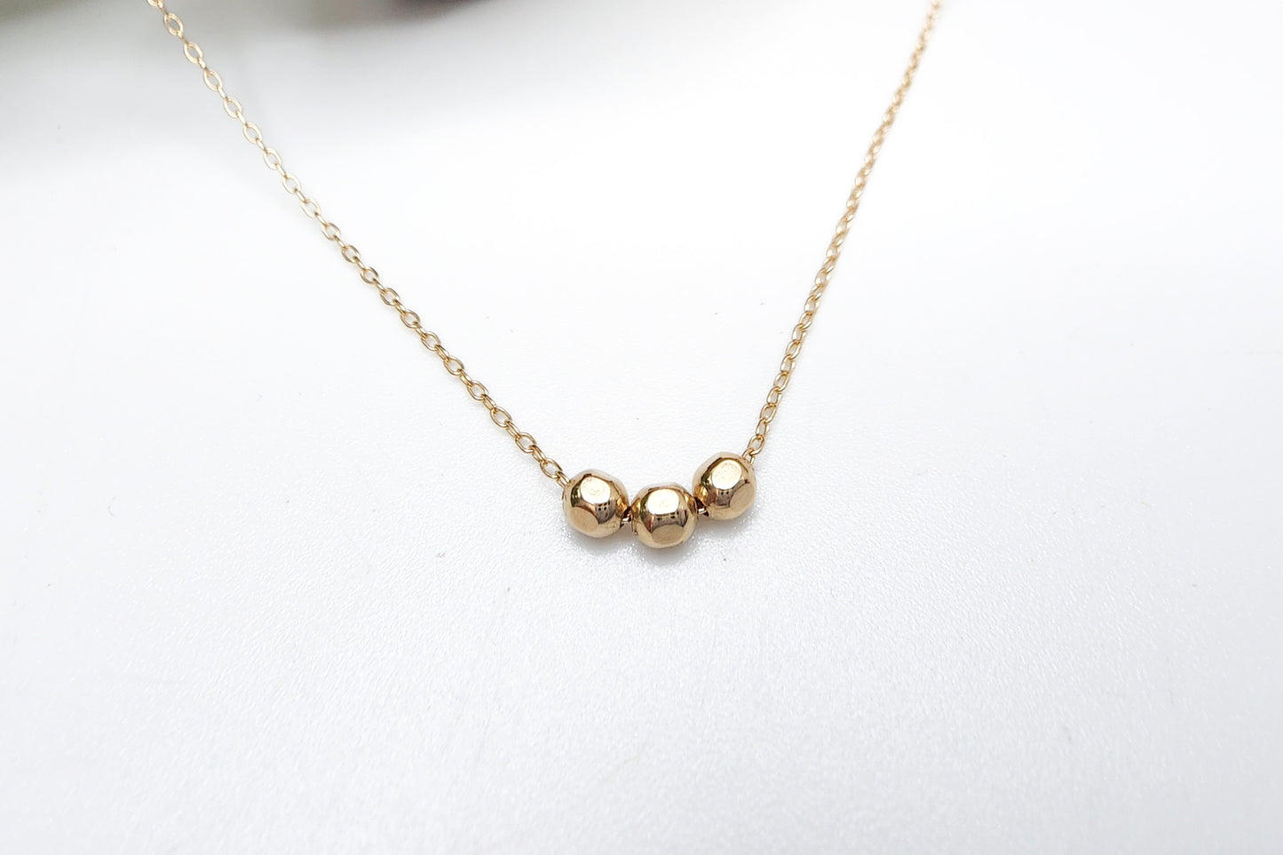 Tiny 14k Gold Filled Faceted Bead Necklace